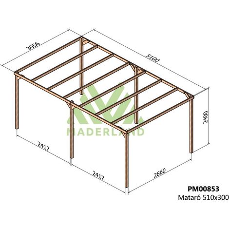 Pérgola de Madera Maciza Mataró (Maderland) - Gardeneas - 510 x 300 cm