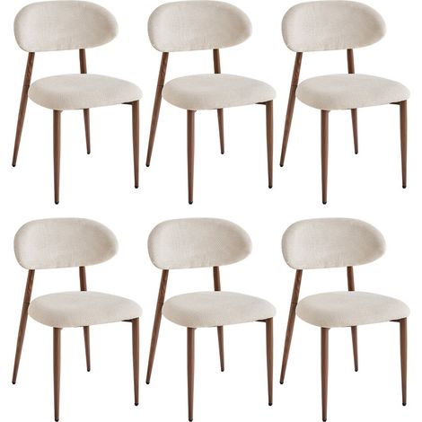Wokaka Lot de 6 chaises - Chaise en Lin et salle à manger - style scandinave minimaliste - pour le salon et la cuisine - Marron