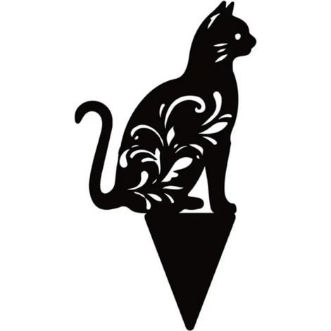 Cat Yard Art Jardin Statues Déco Figurines De Jardin en Métal Black Cat Silhouette Stake Yard Décoration De Jardin Acrylique Cat (1/5)