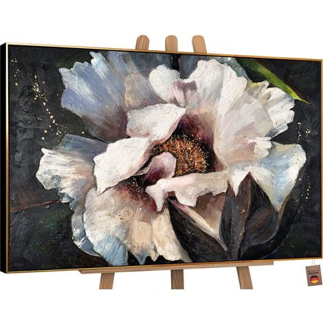 Gemälde Pfingstrosen II Rahmen Schwarz-Gold 120x80 cm (1/5)