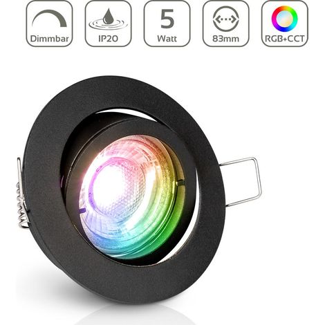 Einbauspot IP20 rund schwenkbar Bajonettverschluss - Farbe: Schwarz - LED Leuchtmittel: GU10 5W RGB+CCT