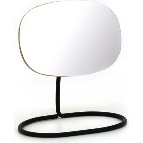 Miroir à poser pivotant et détachable en bois et métal noir - ZOOM (1/5)