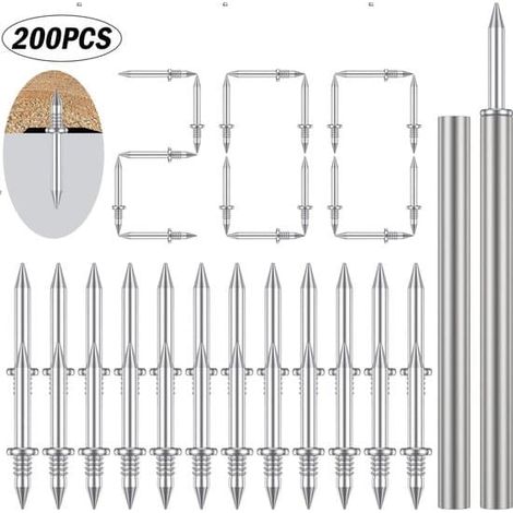 Clous invisibles, clous à double tête, clous sans rainure, clous double face pour plinthes en bois massif, clous licorne, pose sans perçage, paquet de 200 pièces