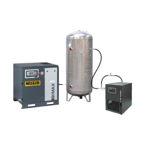 Compresseur d'air à vis + sécheur et cuve galvanisée 7,5 CV 500 L NUAIR (1/3)
