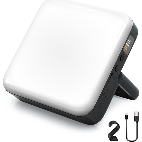 Wiederaufladbare Campinglampe mit 8000 mAh – Tragbare LED-Lampe mit externem Akku, Magnetfuß, Stativkompatibel, stufenlose Dimmfunktion für Wandern, Angeln und Notfälle (Schwarz)