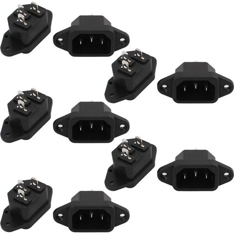 10Pcs Schwarz 250VAC 15A 3P IEC320 C14-Eingangssteckdose (00ce6f58cf866a68d2f2000a3cdf7770)