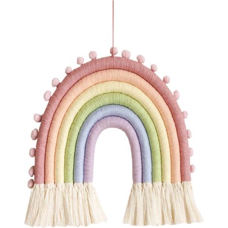 Beyamis Décoration murale arc-en-ciel en macramé pour bébé garçon