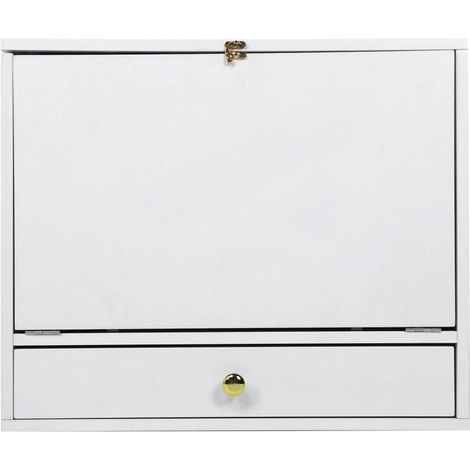 Bureau mural, bureau mural avec tiroir de rangement et étagères, bureau mural rabattable pour ordinateur portable, bureau flottant pour bureau à domicile (1/4)