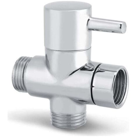Inverseur de douche 3 voies G1/2" en laiton chromé, vanne universelle robuste pour système de salle de bain, installation facile (1/4)