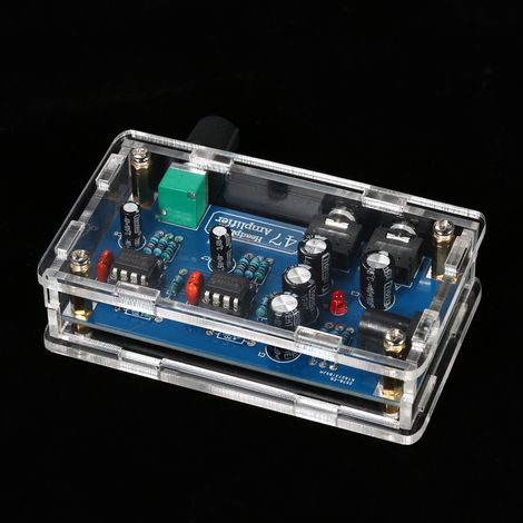 Kit amplificador de auriculares Hi-Fi NE5532 para armar uno mismo, montado en una placa de circuito impreso con carcasa transparente y fuente de alimentación simple de 12-18 V CC. (1/5)