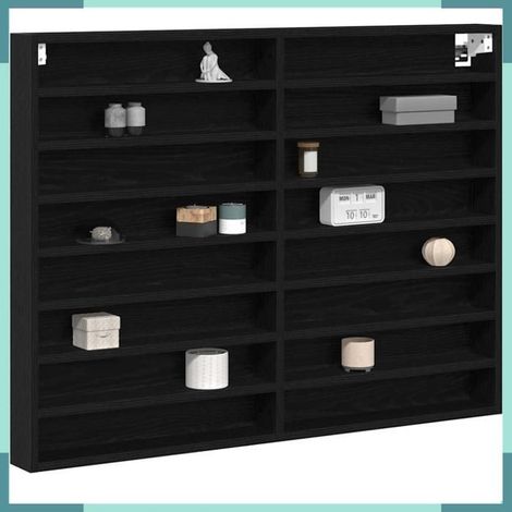 869188 Vitrine Chêne noir 100 x 8,5 x 75 cm Bois d'ingénierie (1/5)