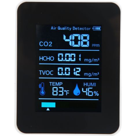 Capteur infrarouge 2CO3TB, détecteur de dioxyde de carbone multifonctionnel 5 en 1 pour la mesure de la qualité de l'air, de la concentration de formaldéhyde, de la température et de l'humidité (blanc (1/5)