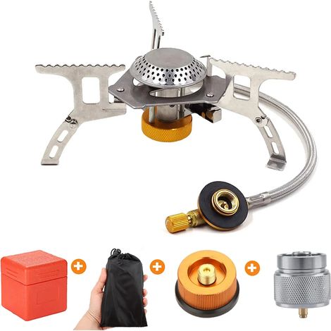Réchaud à gaz de camping coupe-vent, puissant et pliable, pour pique-nique et randonnée. Cuisinière à gaz portable et pliable. (1/4)
