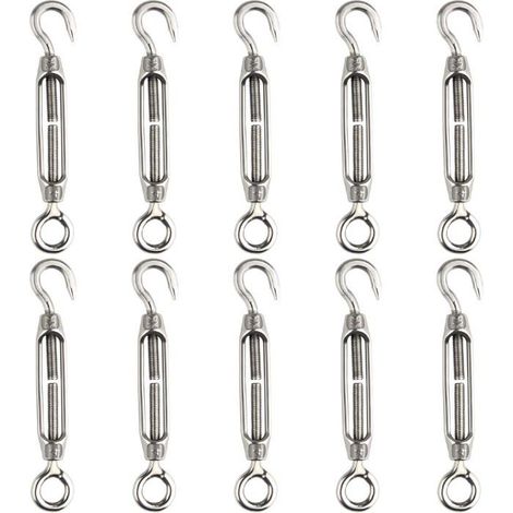 Tendeur 10 Pcs Fil De Tendeur 304 Crochet Et Oeil Réglable M4 Acier Inoxydable Set Heavy Duty[CA13] (1/5)