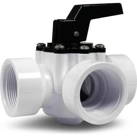 Vanne de piscine 3 voies de 1.5" pour systèmes solaires et pompes à chaleur — Pour un contrôle ciblé du débit d'eau — 4 réglages — 3 raccords à filetage intérieur (1/4)