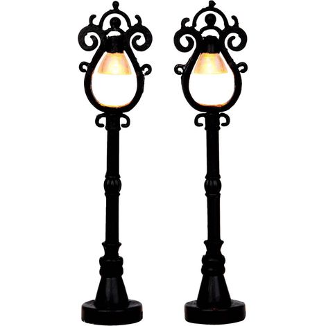 Lampione parigino, accessorio per villaggio di Natale da 32 cm, set 2 pezzi