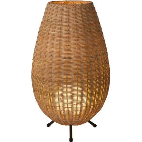 Lampe de table Colin rotin brun globe verre G9 Lucide (1/2)