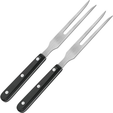 Fourchette à découper en acier inoxydable avec manche plastique 27cm, fourchette à viande pour grillade, barbecue et service - lot de 2 (1/5)