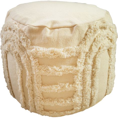 Pouf rond texturé bohème 100% coton (1/3)