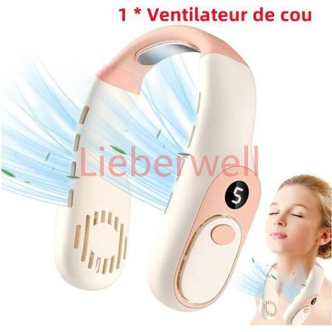 Ventilateur de cou , Rechargeable , Rglable , Affichage numrique , Portable , Rose BRULEUR (1/4)