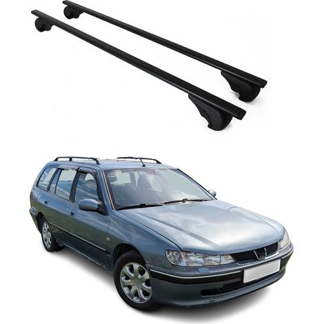 OMAC Dachträger Querträger für Peugeot 406 1995-2005 – Abschließbar – Max. 75 kg – 2 Stangen Stahl Schwarz (1/5)