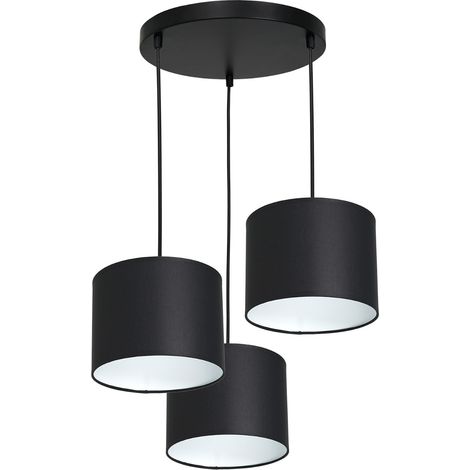 Suspension noire Arden Ø45, 3 abat-jours E27 Luminex