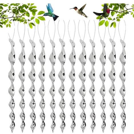 12 Pezzi Repellenti per Uccelli Riflettenti, Spirale Repellente per Uccelli, 30cm Spaventapasseri per Piccioni, Repellente per Uccelli a 360 Gradi per Casa, Giardino, Balcone, Frutteto (Argento) (1/5)