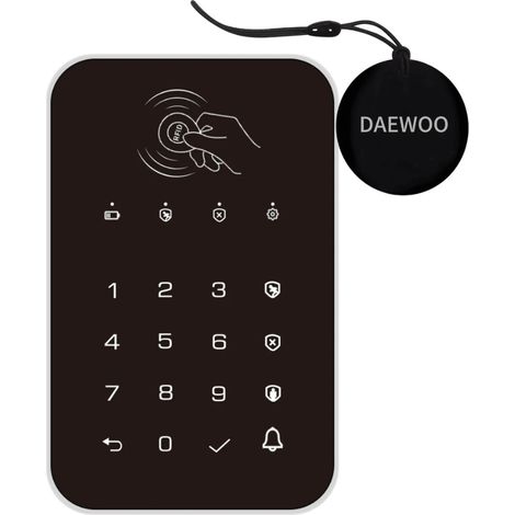 Daewoo Security - Clavier sans fil avec lecteur RFID WKE301 - Vous permet d'armer, désarmer et passer en mode maison votre système - 2 badges RFID inclus - Compatible Touch, Touch XL & Vigilia (1/4)