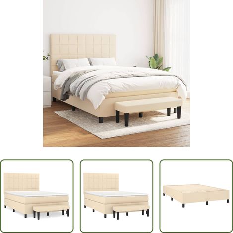 Matelas à ressorts ensachés - Sommier à lattes de lit avec matelas Crème 140x190 cm Tissu (1/5)