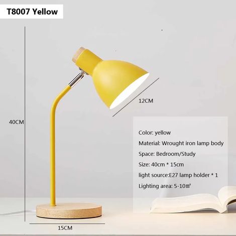 (Lumière jaune chaude) Lampe de table créative en bois, lampe de bureau flexible, culot LED E27, décoration intérieure. (1/4)
