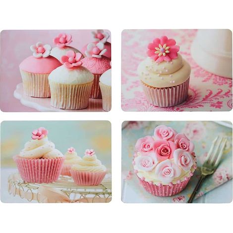 Set de 4 sets de table en liège Kitchencraft avec dos laminé pour cupcakes. (1/2)