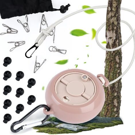 Portable Travel Clothesline, 10M Outdoor Camping Retractable Clothesline with 10 Fixed Loops and 20 Windproof Clips, Retractable Camping Clotheslines for Outdoor Camping Travel (1/5)