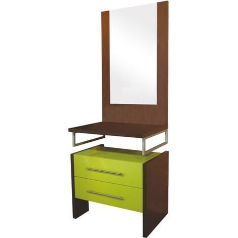 [JAMAIS UTILISE] ONDEE ZEN - Meuble de Salle de Bain TANGO - A poser - 2 Tiroirs - Miroir - 70cm - Laqué Vert (1/2)