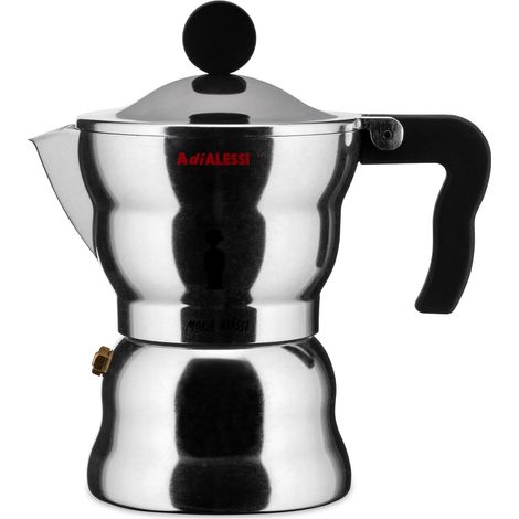 Alessi Moka AAM33/3 Caffettiera Espresso di Design in Fusione di Alluminio, 3 Tazze (1/4)