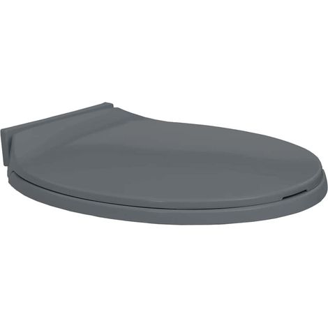 Abattant de toilette avec mécanisme de fermeture amortie, gris, ovale