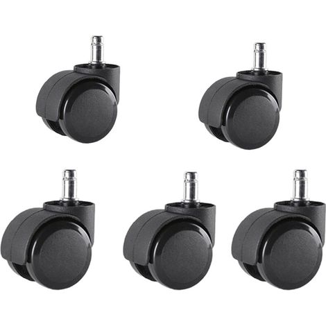 AMXCNOY 5er-Set Bürostuhlrollen 10 mm x 22 mm – Rollen für Hartböden bis 175 kg – Rollen für Drehstühle – Einfache, werkzeuglose Montage (1/5)