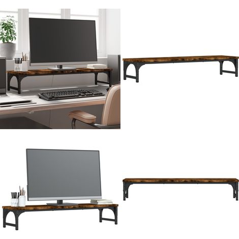 Support de moniteur chêne fumé 85x23x15,5 cm bois d'ingénierie - Support Ordinateur - Support Écran - Bureau Ergonomique - Meuble Informatique - Rangement Pc - Home & Living (1/5)