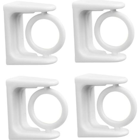 Lot de 4 Support tringle à rideau, blanc, design simple, installation facile, universel, pour intérieur (1/5)