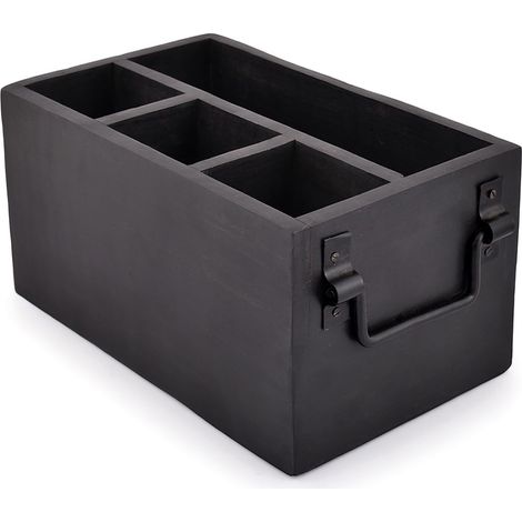 Panier à couverts en bois de manguier à 4 compartiments avec porte-serviettes, Panier Rangement Organisateur Cuisine, pour cuisine, salle à manger, pique-nique (25,4 x 15,2 x 12,7 cm) (1/5)