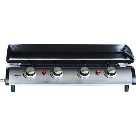 Plancha au gaz 4 feux - Porthos 4 brûleurs - 10 kW. barbecue. cuisine extérieure. grande plaque émaillée. inox (1/5)
