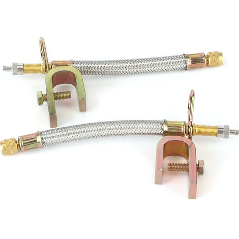 Lot de 2 adaptateurs d'extension pour valve de pneu avec tuyau tressé en acier inoxydable, universel pour voiture, 150 mm