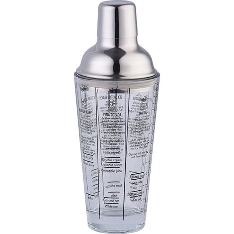 Shaker cocktail 400 ml en acier inoxydable avec verre, outil de bar pour boissons et mixologie