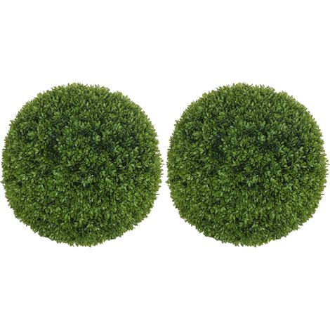Set di 2 sfere di bosso artificiali Ø40 cm verdi in plastica, per interni ed esterni (1/5)