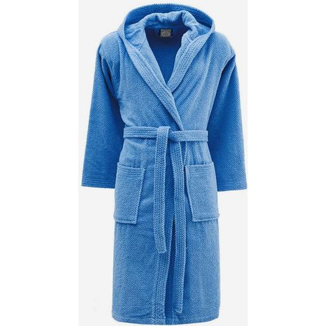 Accappatoio in cotone azzurro con cappuccio Victor