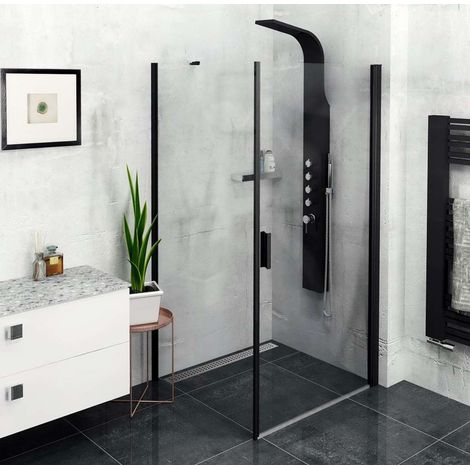 Polysan Zoom Black - Box doccia 90x80 cm, versione S/D, Antidrop, vetro trasparente/nero opaco ZL1290BZL3280B (1/5)