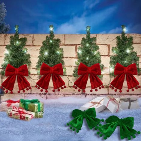 Nœud décoratif de Noël en tissu vert, décoration à suspendre pour sapin, accessoire festif pour arbre de Noël, décoration de fête et ambiance festive (1/5)