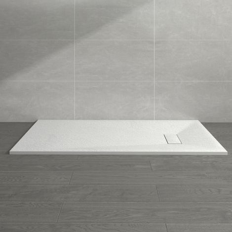 NRG 1800 x 700mm White SMC Rectangle Slate Effect Bathroom Shower Enclosure Tray