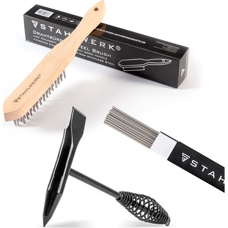 STAHLWERK set de soldadura con martillo de escoria cepillo de alambre 2 kg AWS E6013RR electrodos (1/5)
