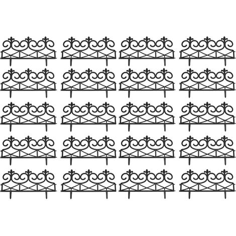 Fleur de Lys Black Plastic Lawn Edging (60cm x 32cm) - 20 Panels (1/5)