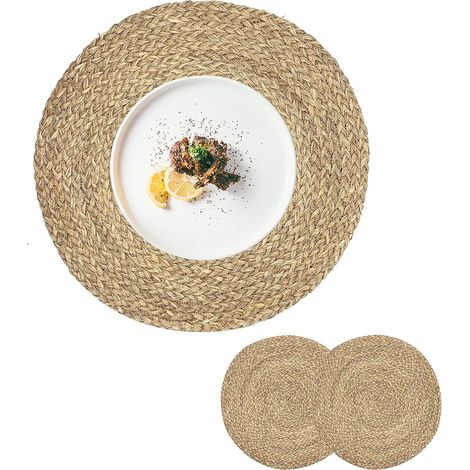 Placemat Ronde - En Hyacinthe D Eau - Tissée À La Main - Résistante À La Chaleur Et Anti-Dérapante - Pour Table À Manger - Lot De 4